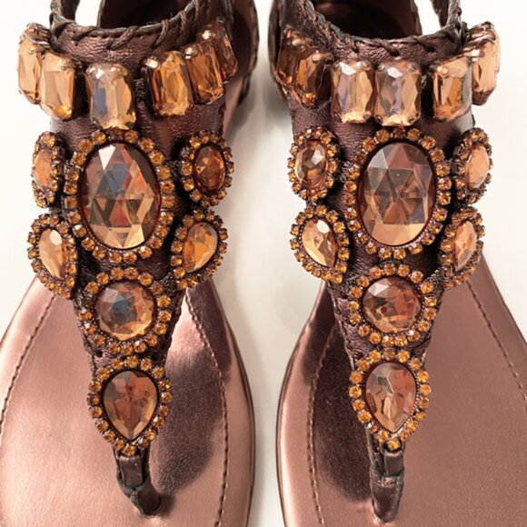 NWT Enzo Angiolini Dark Bronz Jeweled Sandals Size 7 - Picture 3 of 10